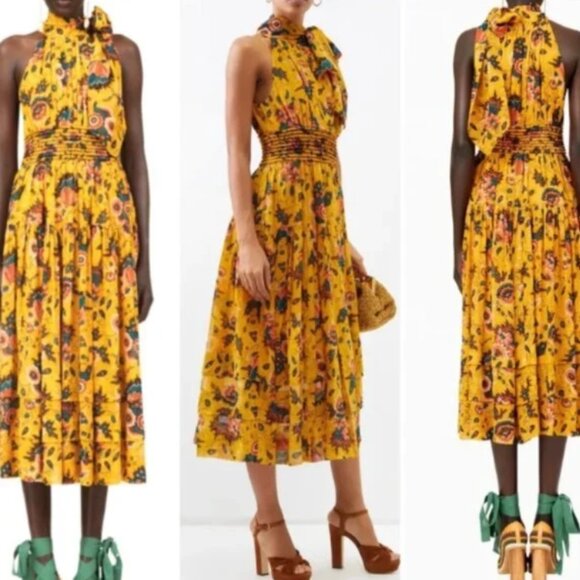 NWOT ULLA JOHNSON Maya Silk Midi Dress in Waterlily XXS $790 - Picture 1 of 13
